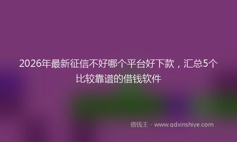 2026年最新征信不好哪个平台好下款，汇总5个比较靠谱的借钱软件