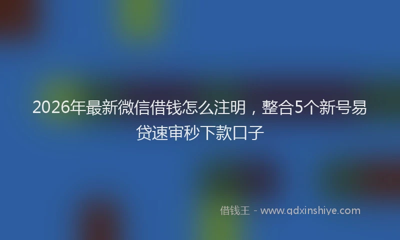 2026年最新微信借钱怎么注明，整合5个新号易贷速审秒下款口子