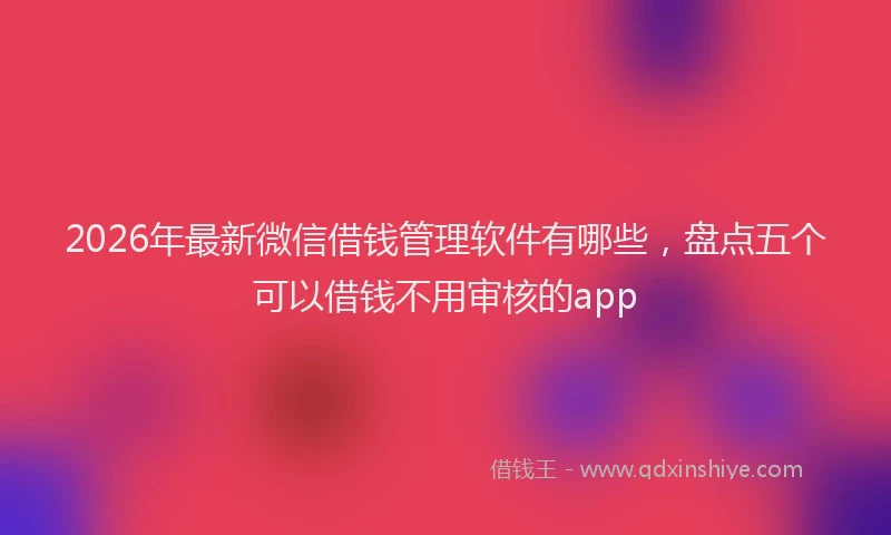 2026年最新微信借钱管理软件有哪些，盘点五个可以借钱不用审核的app