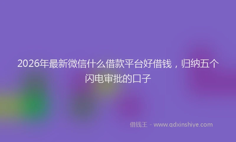 2026年最新微信什么借款平台好借钱，归纳五个闪电审批的口子