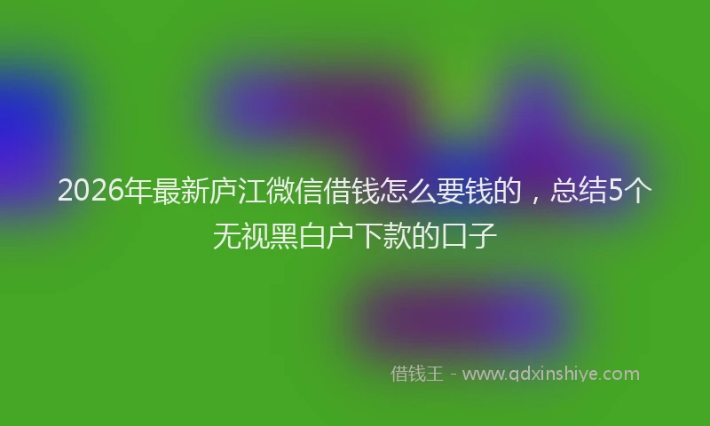 2026年最新庐江微信借钱怎么要钱的，总结5个无视黑白户下款的口子