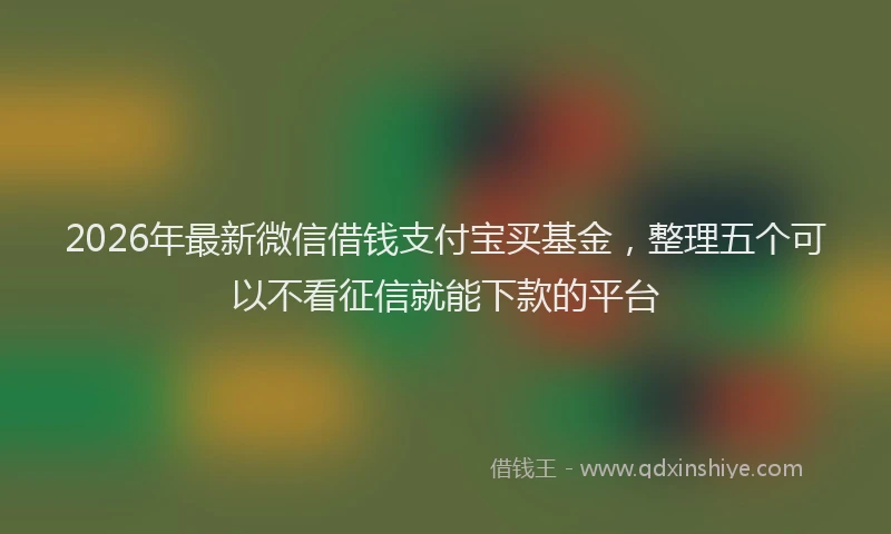 2026年最新微信借钱支付宝买基金，整理五个可以不看征信就能下款的平台