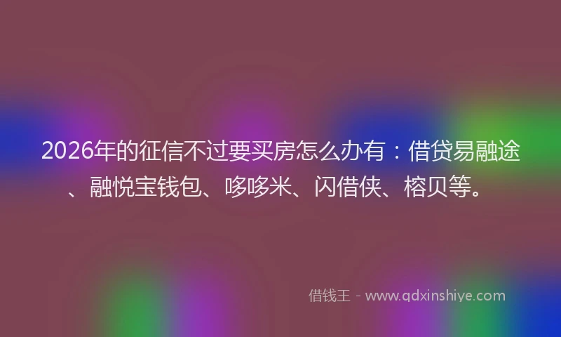 2026年的征信不过要买房怎么办有：借贷易融途、融悦宝钱包、哆哆米、闪借侠、榕贝等。