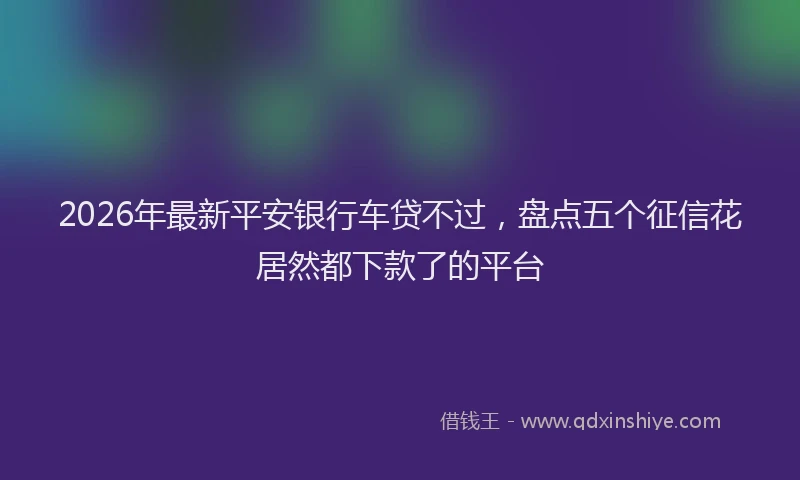 2026年最新平安银行车贷不过，盘点五个征信花居然都下款了的平台