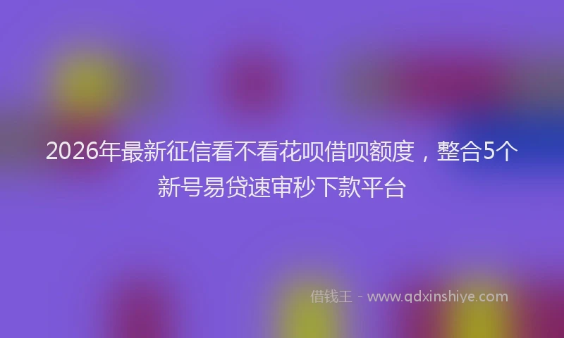 2026年最新征信看不看花呗借呗额度，整合5个新号易贷速审秒下款平台