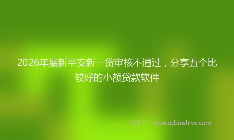 2026年最新平安新一贷审核不通过，分享五个比较好的小额贷款软件