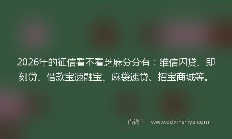 2026年的征信看不看芝麻分分有：维信闪贷、即刻贷、借款宝速融宝、麻袋速贷、招宝商城等。