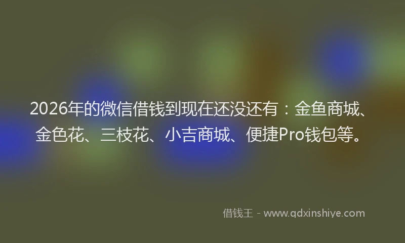 2026年的微信借钱到现在还没还有：金鱼商城、金色花、三枝花、小吉商城、便捷Pro钱包等。