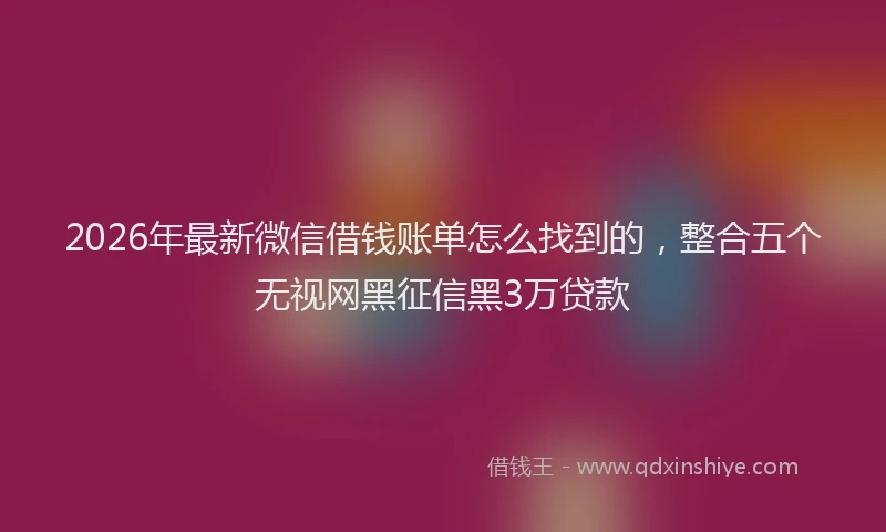 2026年最新微信借钱账单怎么找到的，整合五个无视网黑征信黑3万贷款