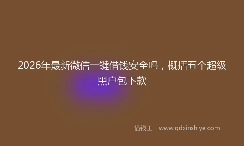 2026年最新微信一键借钱安全吗，概括五个超级黑户包下款