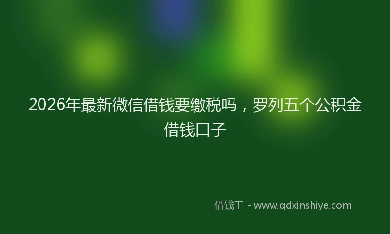 2026年最新微信借钱要缴税吗，罗列五个公积金借钱口子