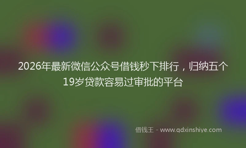 2026年最新微信公众号借钱秒下排行，归纳五个19岁贷款容易过审批的平台
