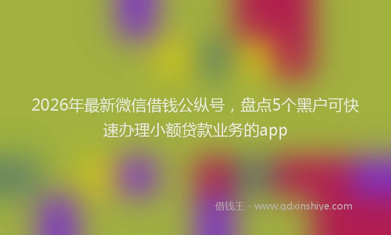 2026年最新微信借钱公纵号，盘点5个黑户可快速办理小额贷款业务的app