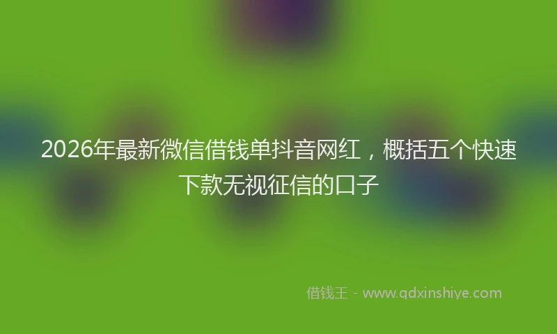 2026年最新微信借钱单抖音网红，概括五个快速下款无视征信的口子