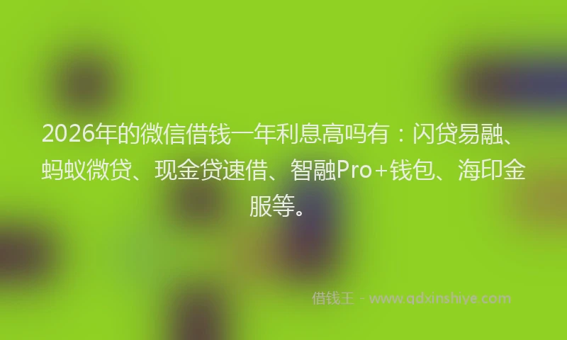 2026年的微信借钱一年利息高吗有：闪贷易融、蚂蚁微贷、现金贷速借、智融Pro+钱包、海印金服等。