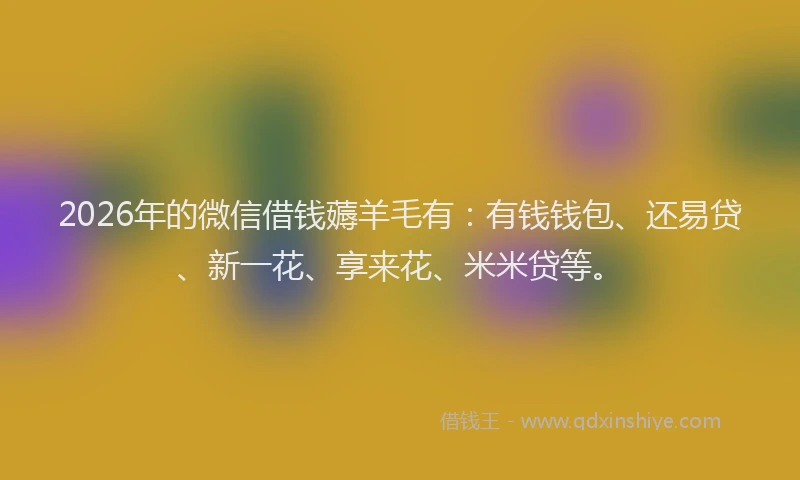 2026年的微信借钱薅羊毛有：有钱钱包、还易贷、新一花、享来花、米米贷等。