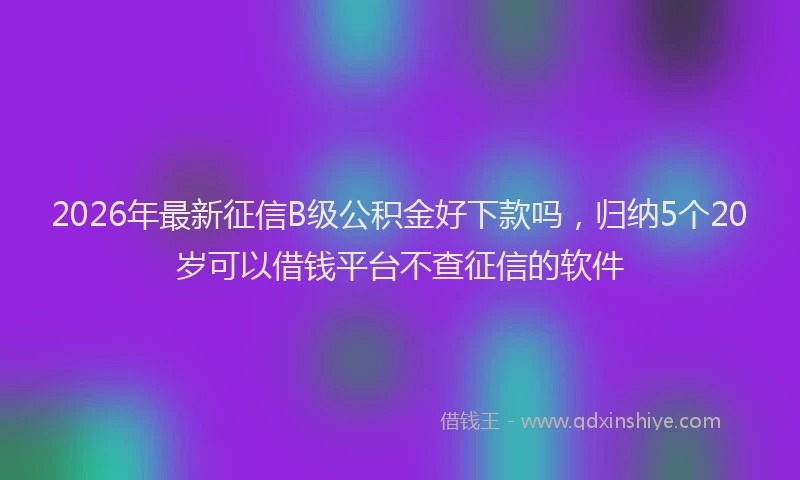 2026年最新征信B级公积金好下款吗，归纳5个20岁可以借钱平台不查征信的软件