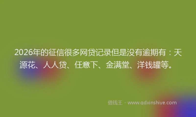 2026年的征信很多网贷记录但是没有逾期有：天源花、人人贷、任意下、金满堂、洋钱罐等。