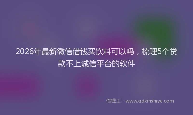 2026年最新微信借钱买饮料可以吗，梳理5个贷款不上诚信平台的软件