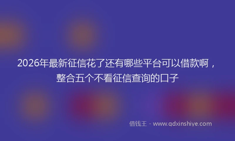 2026年最新征信花了还有哪些平台可以借款啊，整合五个不看征信查询的口子