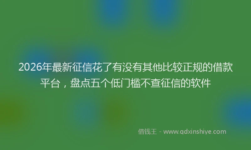 2026年最新征信花了有没有其他比较正规的借款平台，盘点五个低门槛不查征信的软件