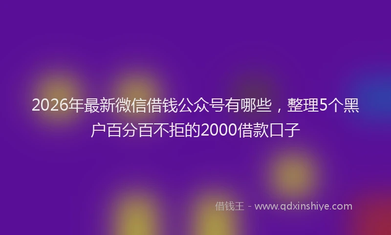 2026年最新微信借钱公众号有哪些，整理5个黑户百分百不拒的2000借款口子