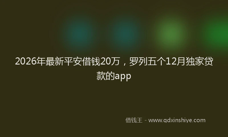 2026年最新平安借钱20万，罗列五个12月独家贷款的app