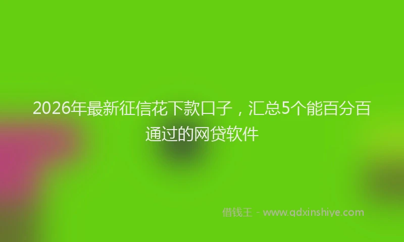 2026年最新征信花下款口子，汇总5个能百分百通过的网贷软件