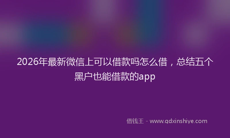 2026年最新微信上可以借款吗怎么借，总结五个黑户也能借款的app