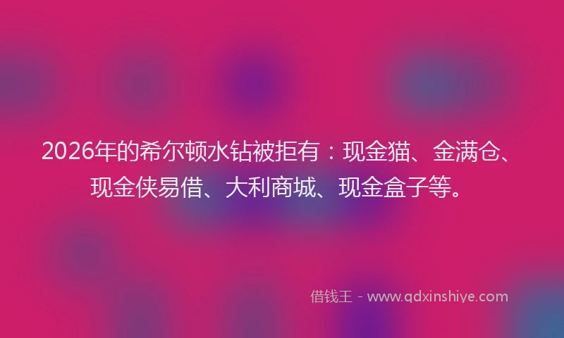 2026年的希尔顿水钻被拒有：现金猫、金满仓、现金侠易借、大利商城、现金盒子等。