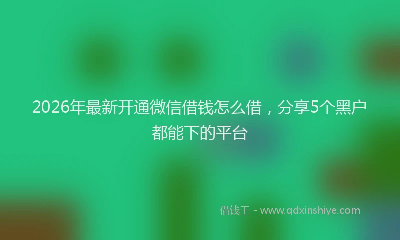 2026年最新开通微信借钱怎么借，分享5个黑户都能下的平台