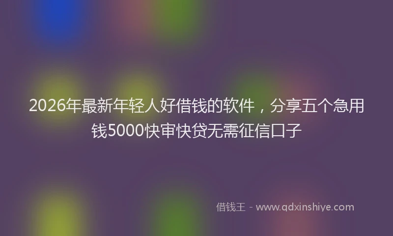 2026年最新年轻人好借钱的软件，分享五个急用钱5000快审快贷无需征信口子