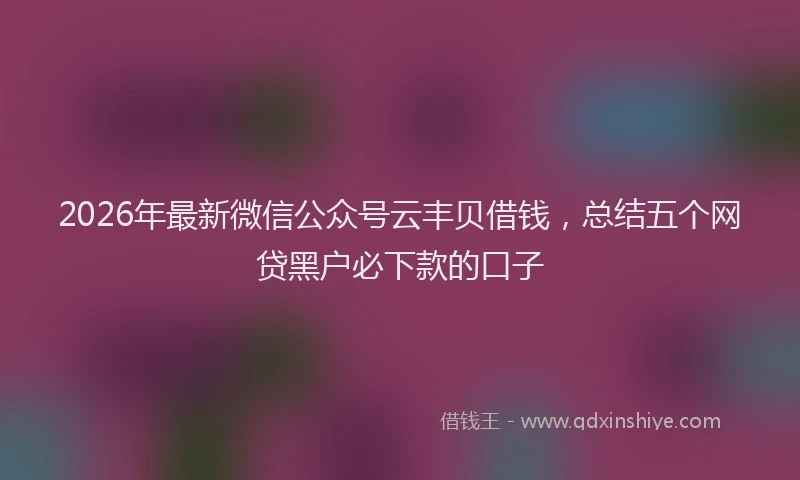 2026年最新微信公众号云丰贝借钱，总结五个网贷黑户必下款的口子