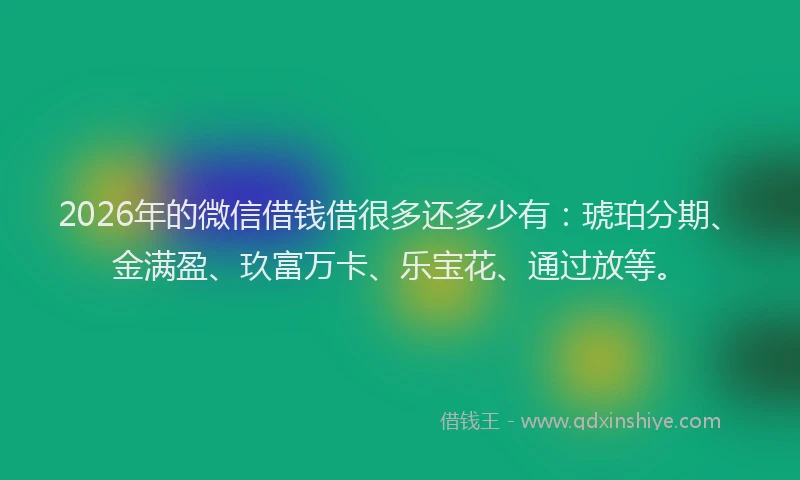 2026年的微信借钱借很多还多少有：琥珀分期、金满盈、玖富万卡、乐宝花、通过放等。