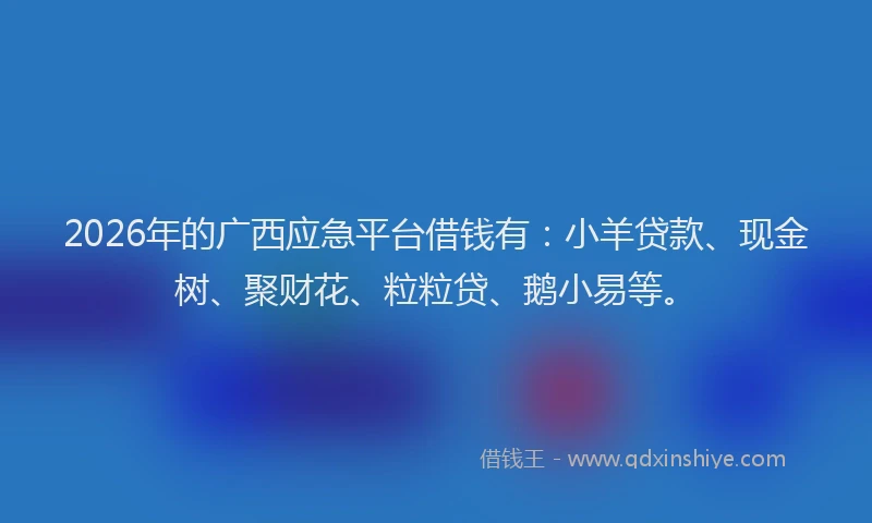 2026年的广西应急平台借钱有：小羊贷款、现金树、聚财花、粒粒贷、鹅小易等。
