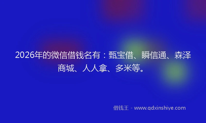 2026年的微信借钱名有：甄宝借、瞬信通、森泽商城、人人拿、多米等。