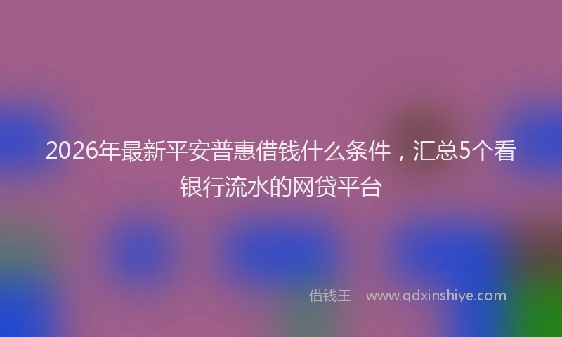 2026年最新平安普惠借钱什么条件，汇总5个看银行流水的网贷平台
