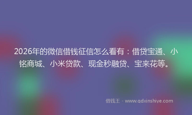 2026年的微信借钱征信怎么看有：借贷宝通、小铭商城、小米贷款、现金秒融贷、宝来花等。