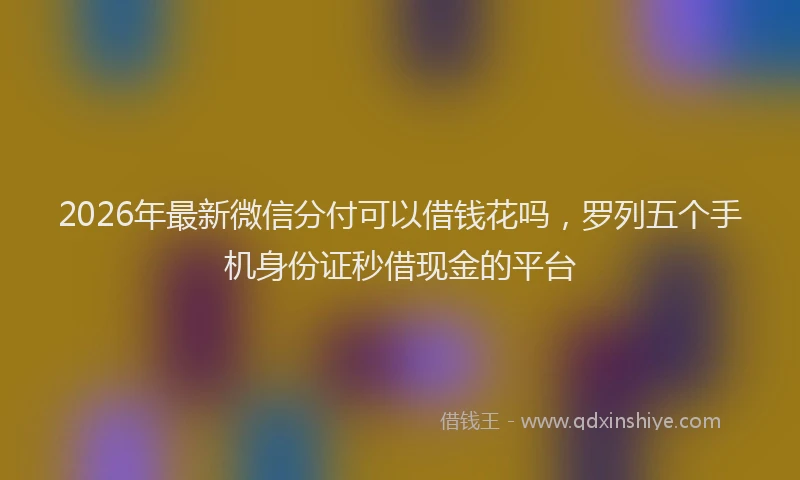2026年最新微信分付可以借钱花吗，罗列五个手机身份证秒借现金的平台