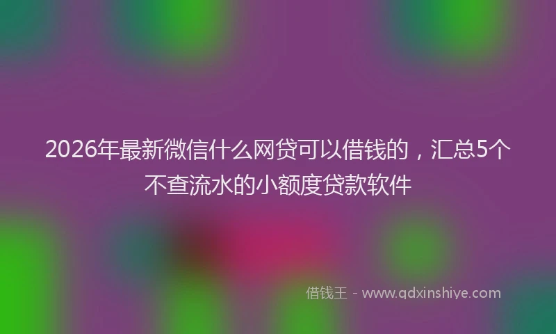 2026年最新微信什么网贷可以借钱的，汇总5个不查流水的小额度贷款软件