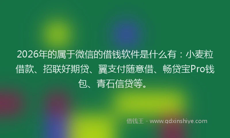 2026年的属于微信的借钱软件是什么有：小麦粒借款、招联好期贷、翼支付随意借、畅贷宝Pro钱包、青石信贷等。