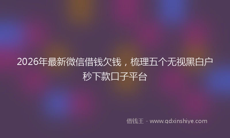 2026年最新微信借钱欠钱，梳理五个无视黑白户秒下款口子平台