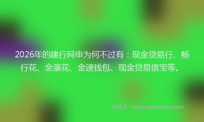 2026年的建行网申为何不过有：现金贷易行、畅行花、金瀛花、金速钱包、现金贷易借宝等。