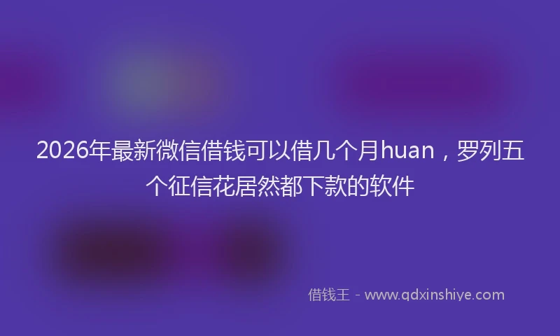 2026年最新微信借钱可以借几个月huan，罗列五个征信花居然都下款的软件