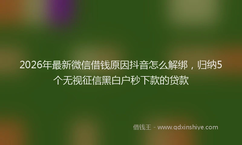 2026年最新微信借钱原因抖音怎么解绑，归纳5个无视征信黑白户秒下款的贷款