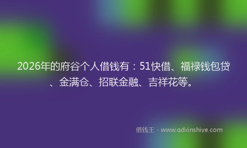 2026年的府谷个人借钱有：51快借、福禄钱包贷、金满仓、招联金融、吉祥花等。