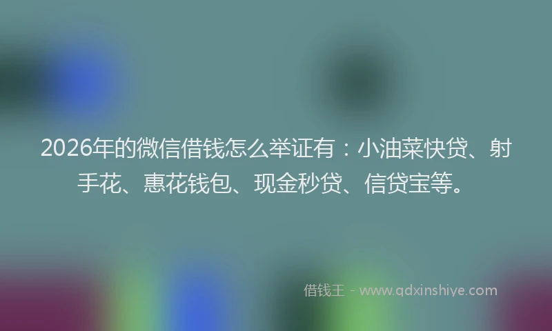 2026年的微信借钱怎么举证有：小油菜快贷、射手花、惠花钱包、现金秒贷、信贷宝等。