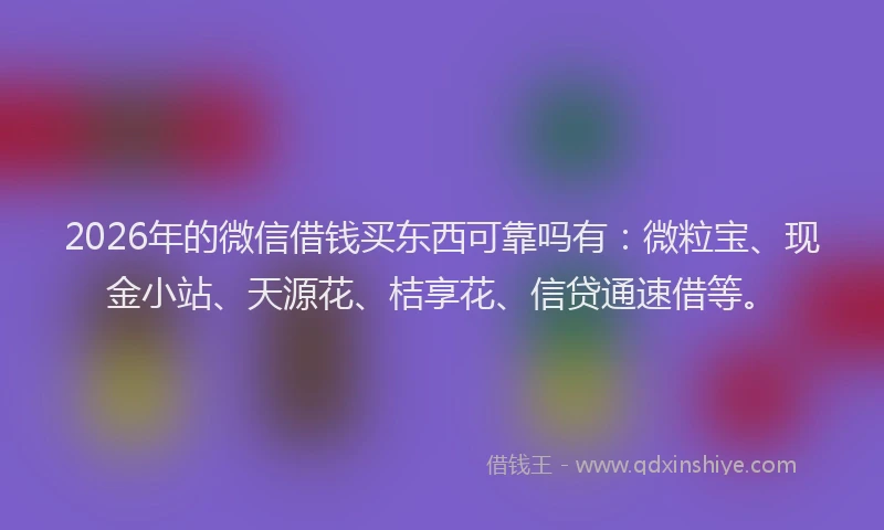 2026年的微信借钱买东西可靠吗有：微粒宝、现金小站、天源花、桔享花、信贷通速借等。