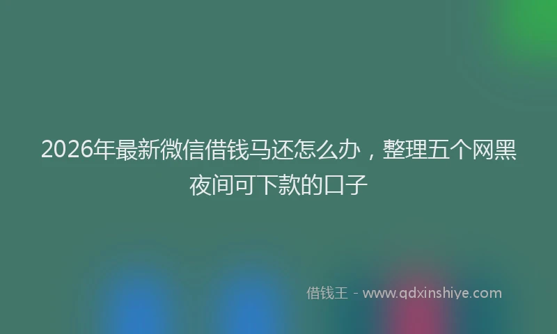 2026年最新微信借钱马还怎么办，整理五个网黑夜间可下款的口子