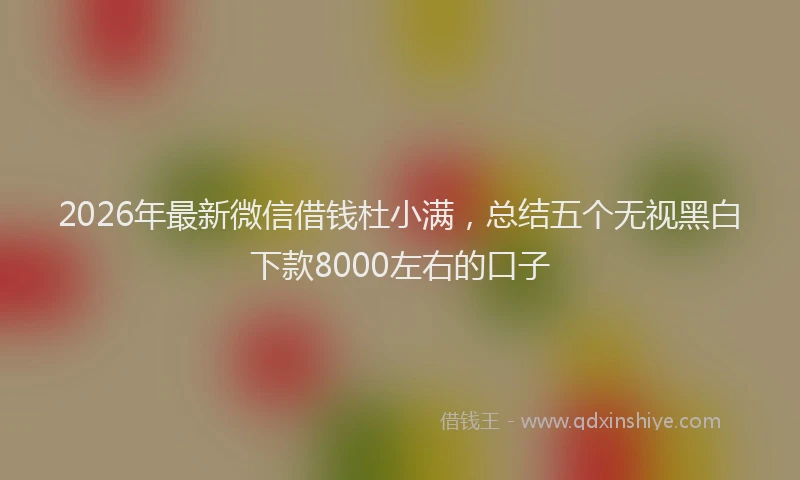 2026年最新微信借钱杜小满，总结五个无视黑白下款8000左右的口子